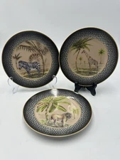 Elite Decor 7.5" Decor Plate Safari Palm Trees Zebra, Lion, giraffe Set of 3