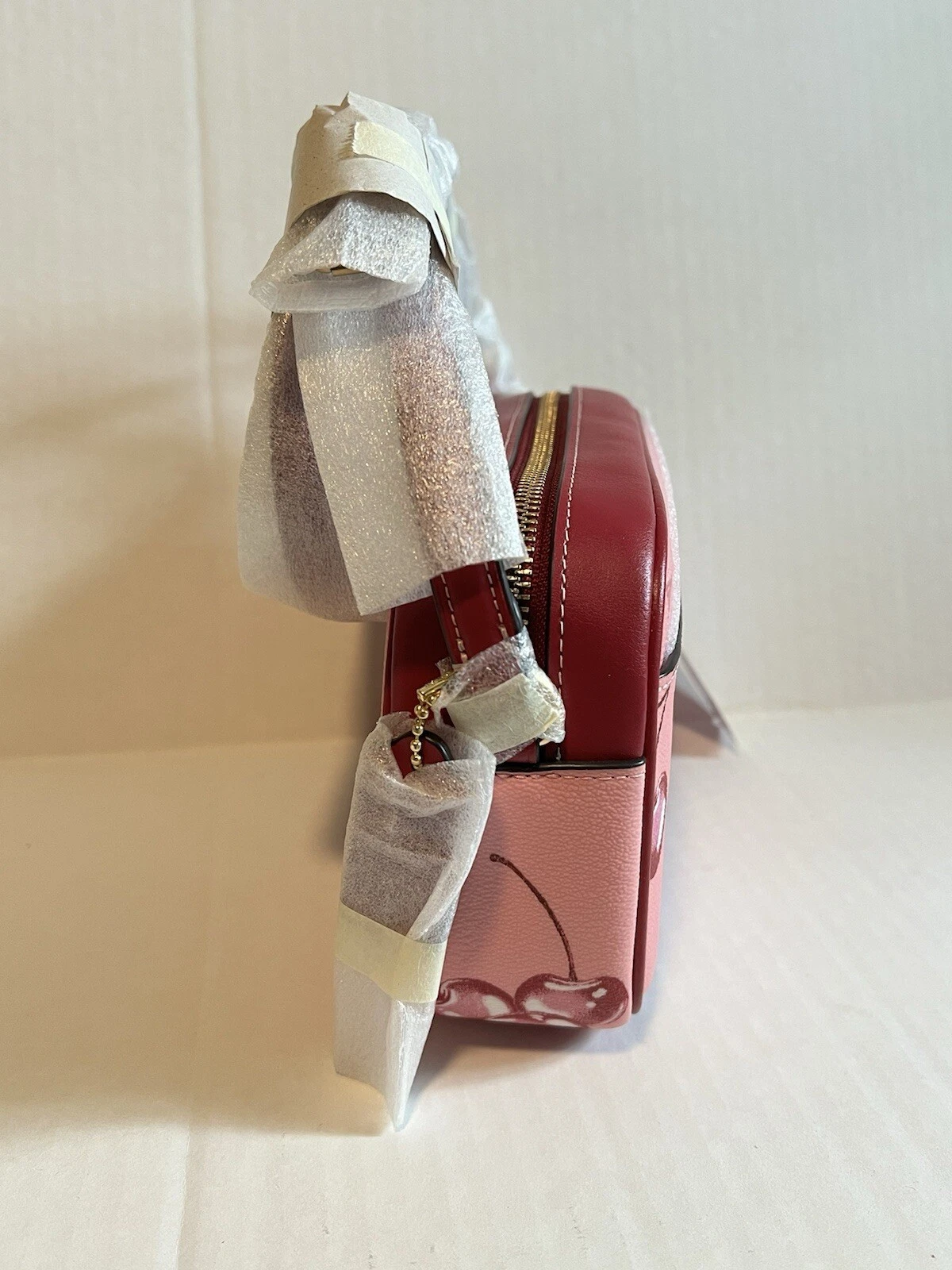 Borsa fotocamera Coach Mini Jamie con stampa ciliegia fiore rosa CR173 OTTIMA stampa ?