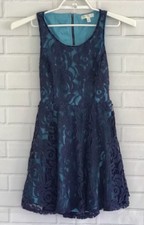 Love Fire Blue Juniors Lace with Cut Out Back Dress Size Small