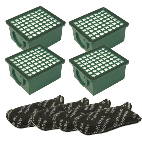 4 Hepa Filter H12 + 4 Motorschutzfilter Geeignet FüR Vorwerk Kobold 130 131-image