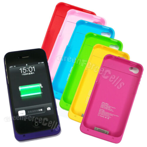 New Color 1900mAh External Backup Power Battery Charger Case For IPhone 4 4S LOT - Picture 1 of 15