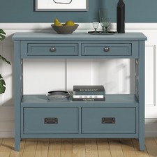 Pine Console Table with 4 Drawers and 1 Shelf