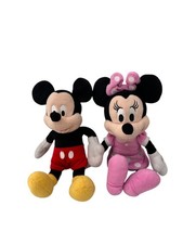 Disney Mickey Minnie Mouse Plush Set Just Play Pair Stuffed Animals READ 10"