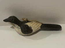 Unique Primitive Style Magpie Bird Ornament Handmade / Painted