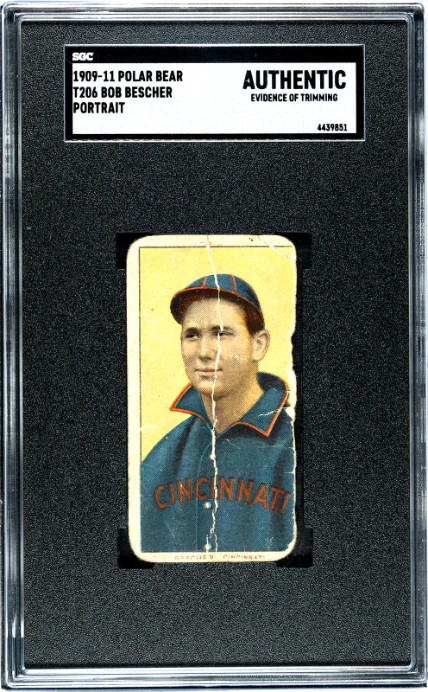 1909 T206 BOB BESCHER NNO POOR POLAR BEAR PORTRAIT SGC A CINCINNATI REDS