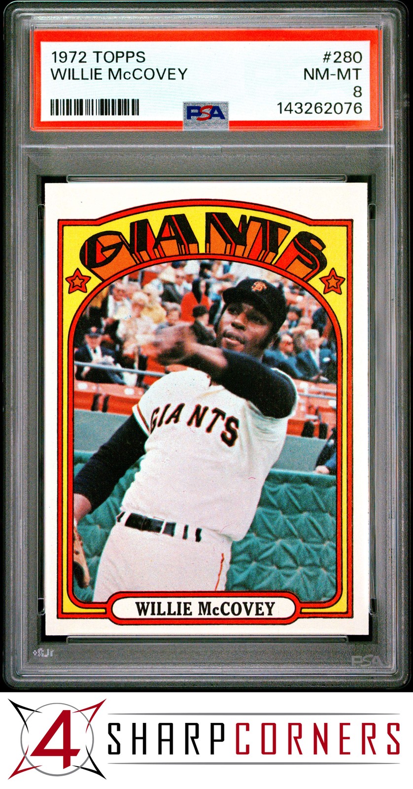 1972 TOPPS #280 WILLIE McCOVEY GIANTS HOF PSA 8