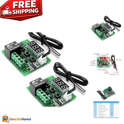 High Precision 12V DC Digital Thermostat with 10A Relay and Waterproof Feature