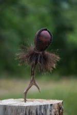 Handmade Goat Hide Shamanic Rattle   Antler Handle Ritual Rattle