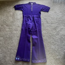 Vintage 1970s Y2K Purple Set Flare Pants Custom Studded Bell Bottoms 30x30 denim