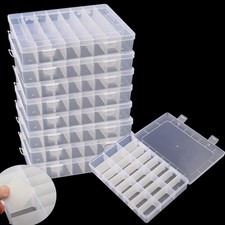 8 Pack 24 Grids Plastic Bead Organizer Containers Storage, Adjustable Divider...