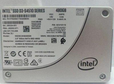 Intel 480GB S4510 SSD SATA 6Gb/s 2,5'' XCV10110 SSD SATA III SSDSC2KB480G8