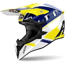 Casco Motocross Airoh Wraaap Feel Yellow/Blue Gloss