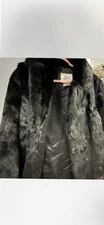 Real Rabbit Fur Coat Black Size M