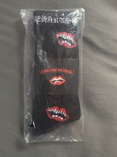Chrome Hearts Men's Crew Socks Black Red Lips Design One Size New with Tags