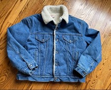 Vintage 80s Levi  s Sherpa Lined Denim Trucker Jacket USA Made Size 48 Large