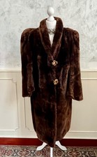 Vintage 1950s Hollywood Chic Beaver Lamb Fur Epaulet Shoulder Winter Coat 14/16