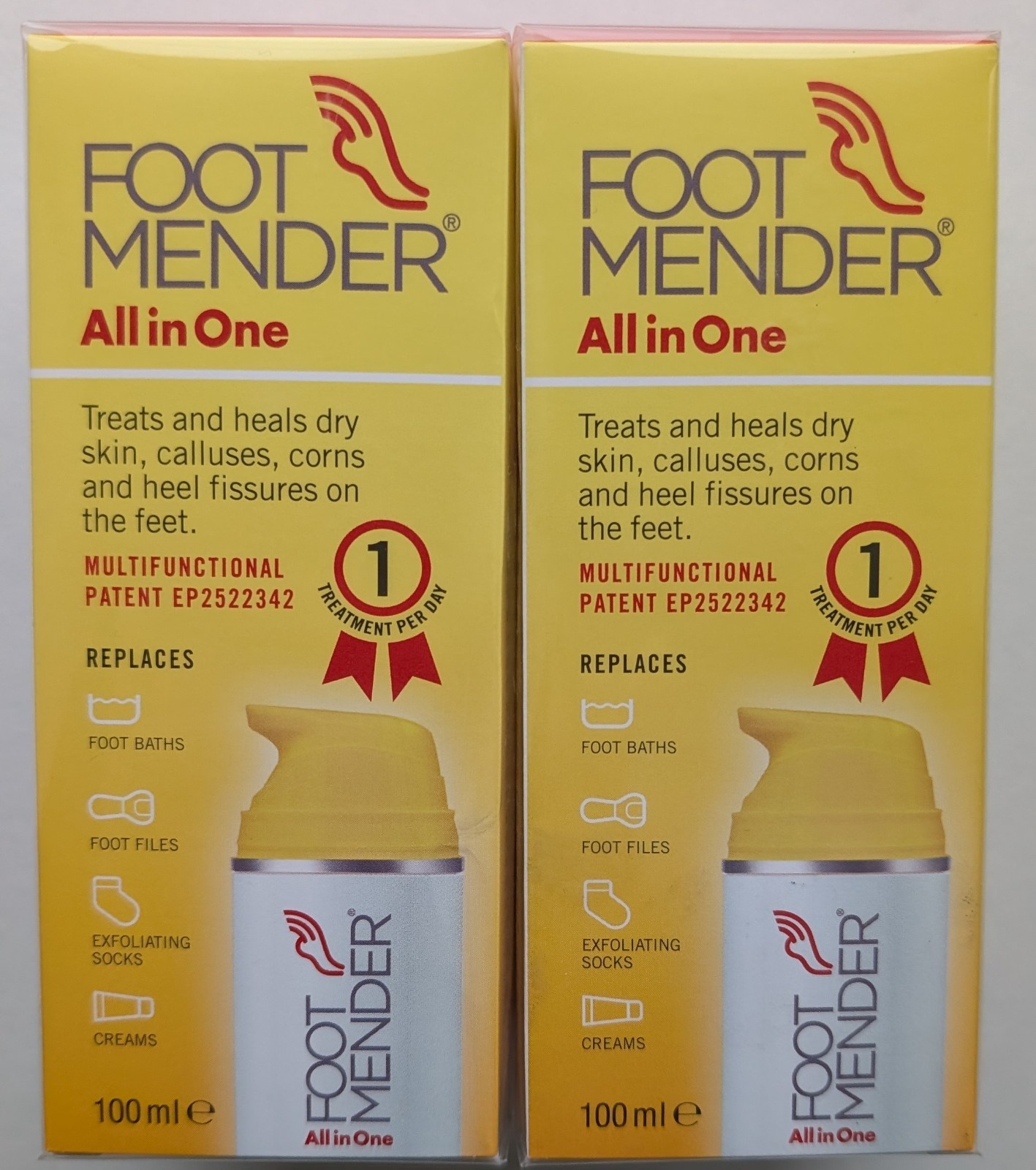 Footmender All in One 2 x 100ml Dry Skin Heel Repair Cream Callus Corn Treatment