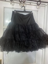 Grace Karen Black Swing Net Mesh Tiered Petticoat Tutu Under Skirt Size XL