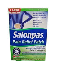 Salonpas Pain Relief Patch Large,  9 count box BB 01/2028