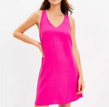 NWT Hot Pink LOFT Cross-Back Sleeveless Dress Lined Large