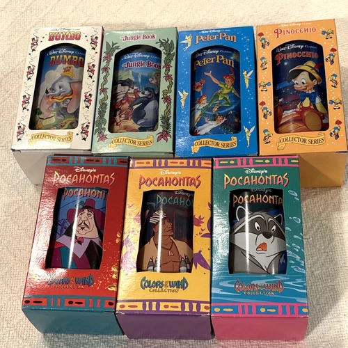 Lot 7 Asst Vintage Burger King Coke Walt Disney Collector Series Cups W/Boxes
