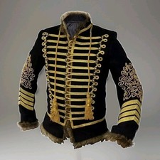 Mens Napoleonic Hussar Jacket Military Uniform Tunic Pelisse Jimi Hendrix Jacket
