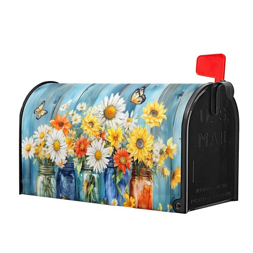 Flowers Welcome Mailbox Cover Spring/Summer Daisy Mailbox Covers Magnetic Sta...