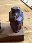 Vtg Netsuke Japanese Hand Carved Monkeys Sculpture Round Wise Monkeys mounted — photo 6