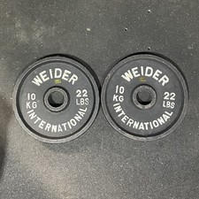 Coppia di piatti olimpici internazionali Weider peso 10 kg (22 libbre), vintage 44 libbre totali