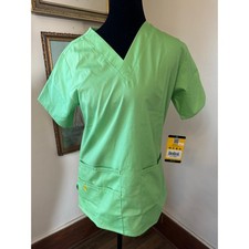 NWT WonderWink Scrub Top XS Modern Fit Green Medical Uniform V Neck