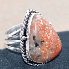Sunstone 925 Silver Plated Ring US 7.5 Must Have Jewelry JW