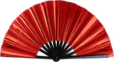Large Holographic Folding Hand Fan for Line Dance, Boots on the Ground Fan Rave
