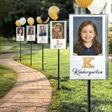2026 Graduation Decorations - K-12 Yard Signs with Ground Stakes - Gold Gradu...
