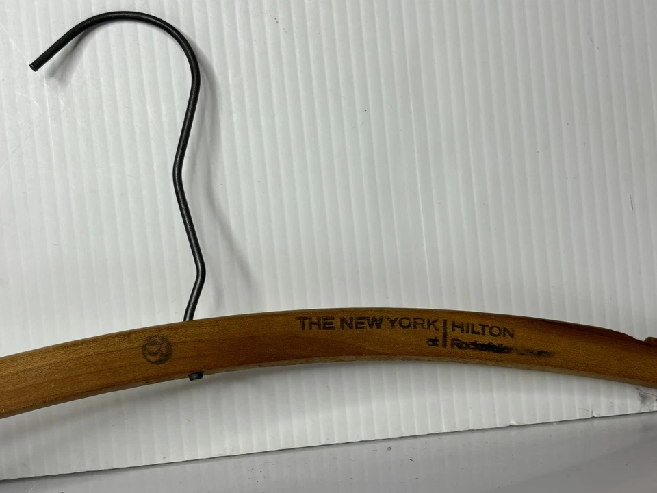 Vintage 30s New York Hilton at Rockefeller Center Wooden Clothes Clothing Hanger - Image 2 of 4