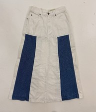 RARE VTG 90s Eddie Bauer Patchwork Denim Skirt Blue White Maxi A-Line 6 Grunge
