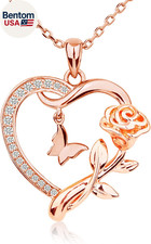 Heart Necklace for Women Sterling Silver/14K Gold Plated/Rose Gold CZ Romantic R