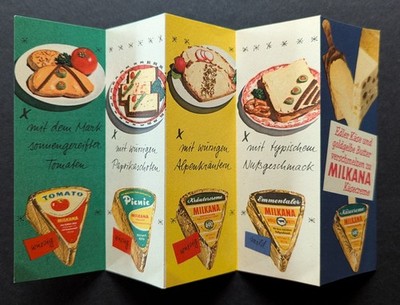 1 x old folding advertising brochure-Milkana spreadable cheese-approx. 60s/70s RARE