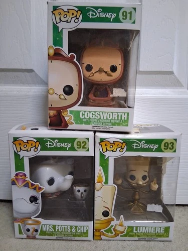 Beauty and the Beast Funko Pops! - Cogswoth, Lumiere, Mrs. Potts and Chip