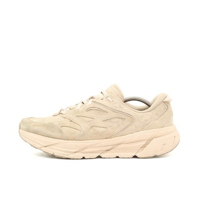 Hoka One Herren Clifton L Suede Schuhe Beige Wildleder Dämpfung Sneaker EU 46 