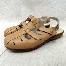 Propét Grenada Tan Leather Fisherman Sling Back Clog/Mule Size 8 NWT Ortholite