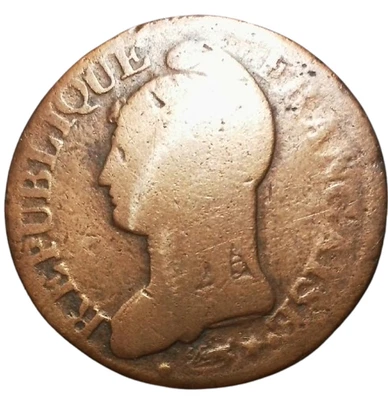 1800 FRANCE 5 centimes AN 9 BB Dupré cuivre monnaie Révolution française al332 - Photo 1/3