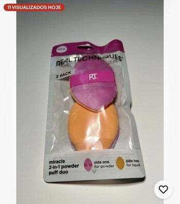 NEW Real Techniques Miracle 2-In-1 Powder Puff Duo 2 Pack SEALED