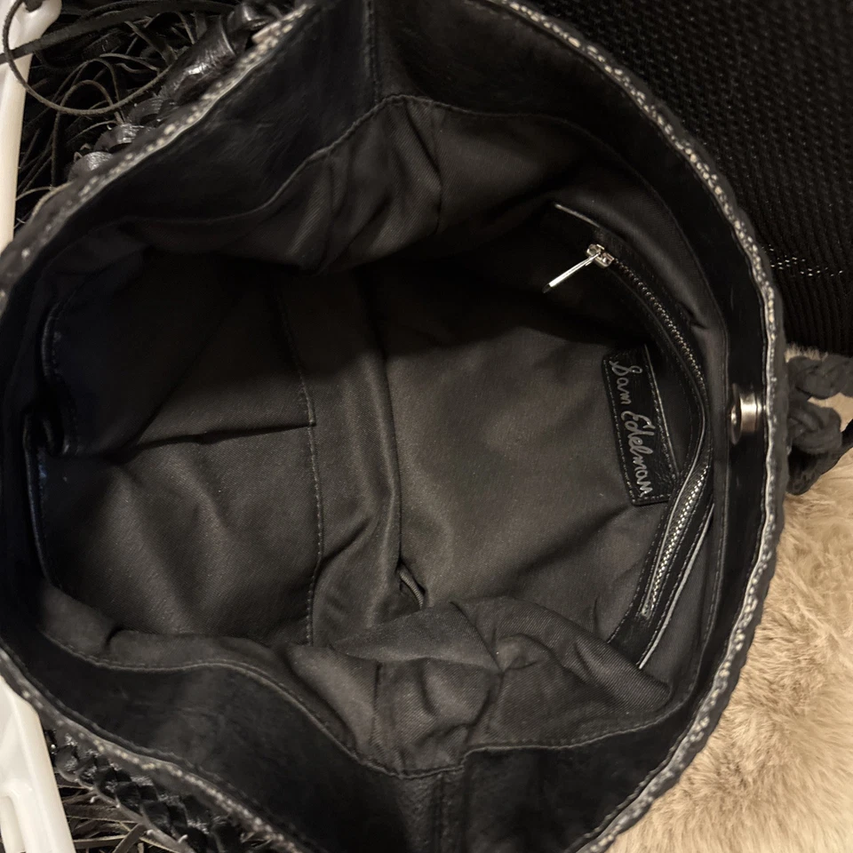 Sam Edelman черный белый бахрома наплечная сумка - Изображение 4 из 4