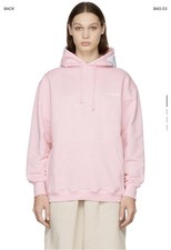 VETEMENTS Pink Oversized Logo Limited Edition Fleece Hoodie Womens L