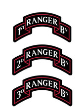 75th Ranger Regiment Scrolls, Perma-Decal, Full Color, 1 Shipping, set of 3