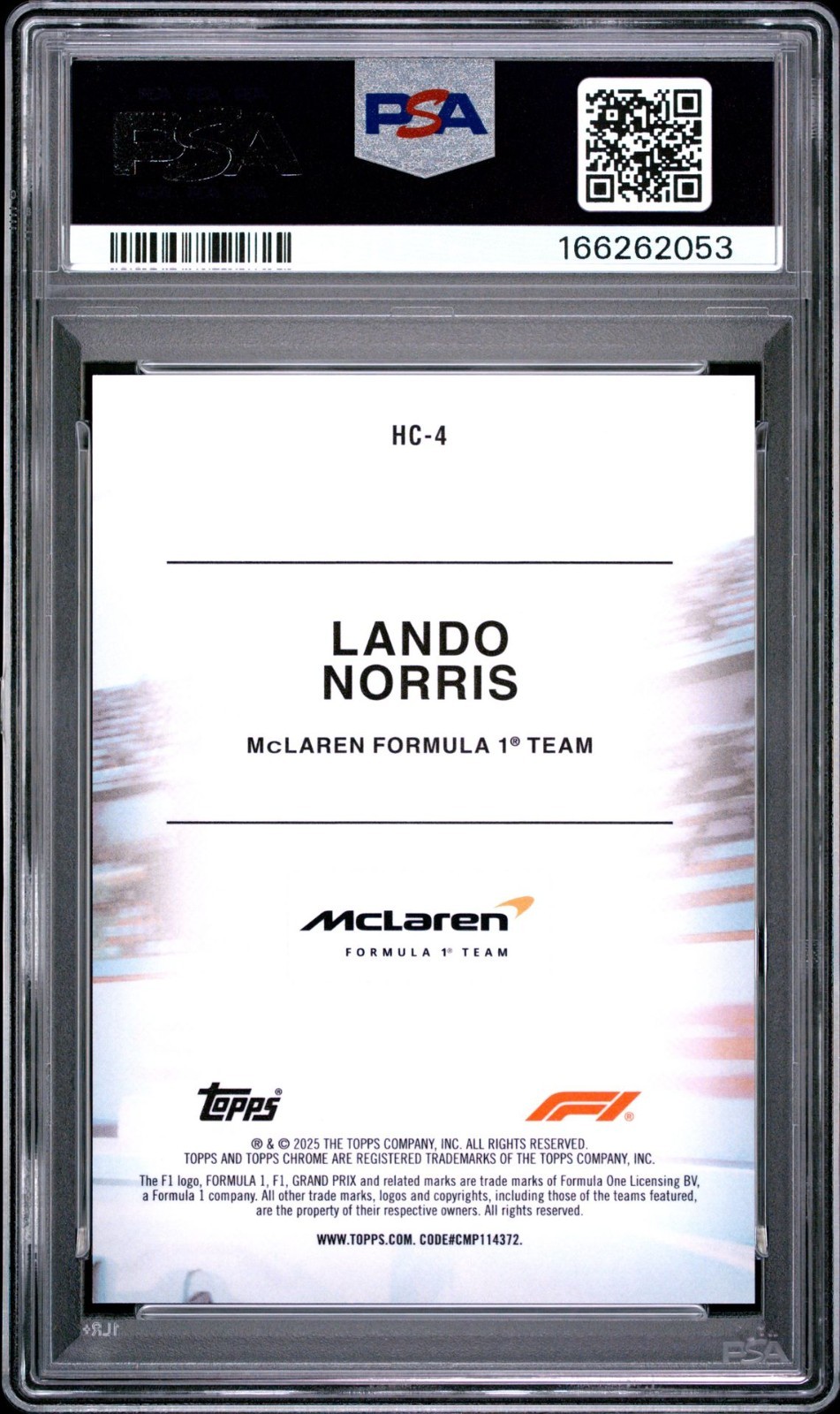 Lando Norris 2025 Topps Chrome F1 Black 75th Anniversary Helmet /75 PSA 9 #HC-4 view 2