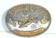 CHILOQUIN Oregon Rodeo Belt Buckle Bull Riding 1984 HS Signed Vintage