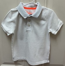 Toddler Boy  s Boden White Short Sleeve Polo Shirt Size 3-4 Years Old