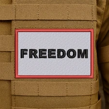 Charlie Kirk, Freedom Embroidered White Patch - 2.5” X 4”, Hook & Loop Back