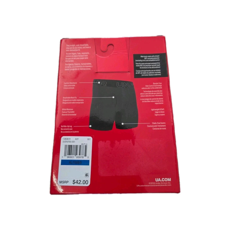 Under Armour Mens Performance Tech 6 inch Boxerjock 3 Pack XL Black Grey Camo - Image 3 of 4